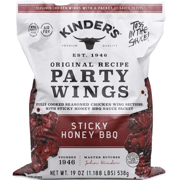 Rollback Kinder's Sticky Honey BBQ Frozen Chicken Wings, 19 oz Bag $7.94 Was $8.84 41.8 ¢/oz