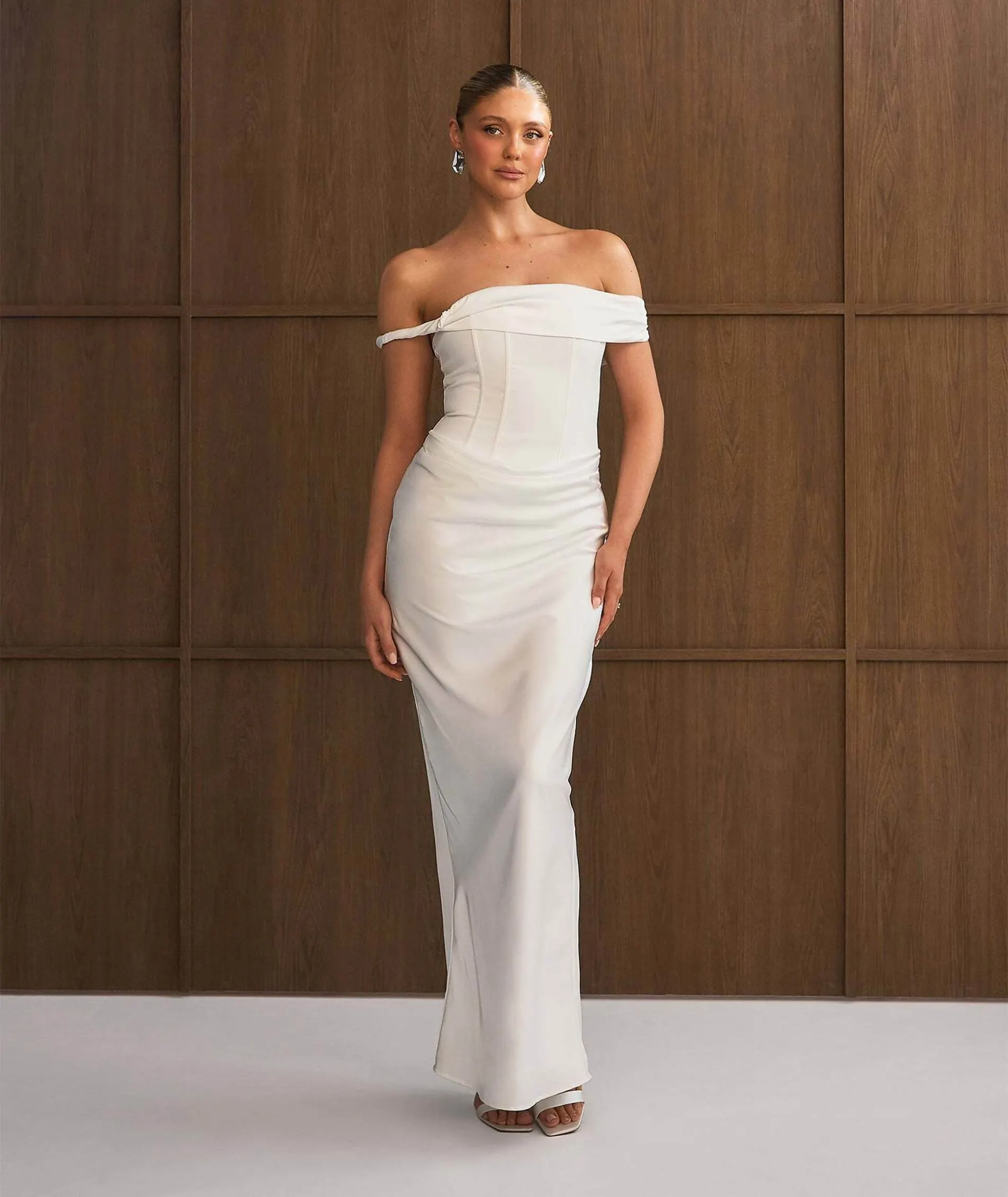 Six Stories Twist strap corset maxi dress in white