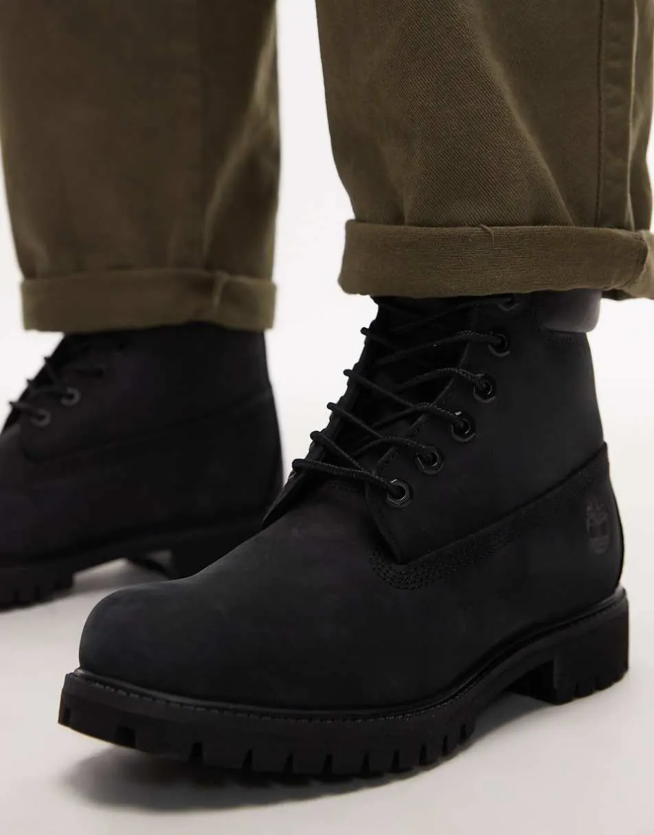 Timberland premium 6 inch boots in black nubuck