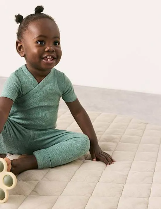 2 Pack Cotton Rich Ribbed Cross Over Bodysuits (0-3 Yrs)