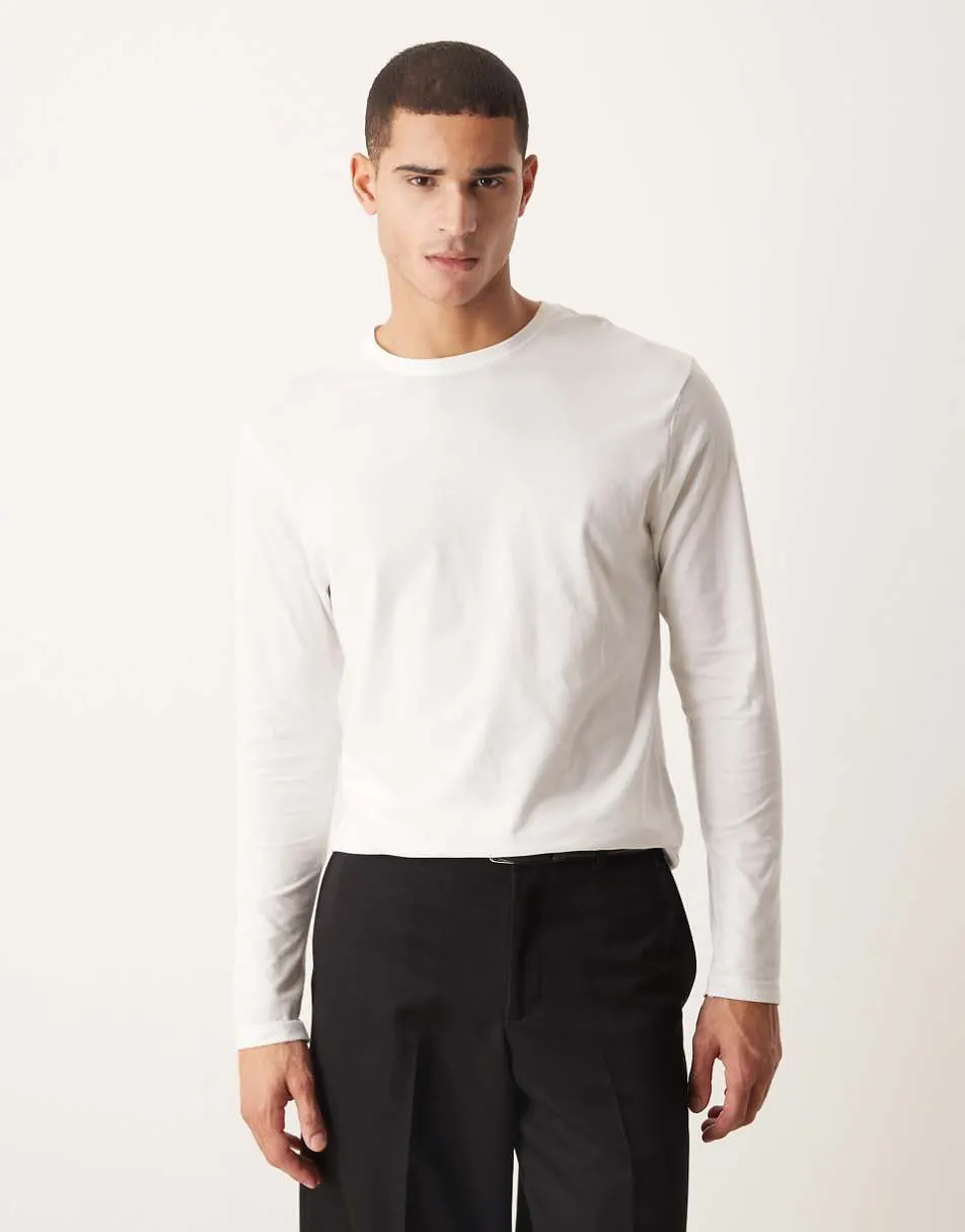 ASOS DESIGN Premium SUPIMA® Cotton crew neck t-shirt with long sleeves in white