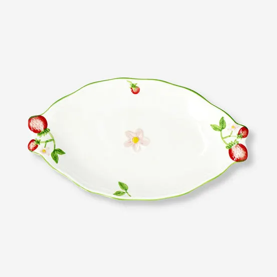 Oval plate with embossed strawberries - 34 cm