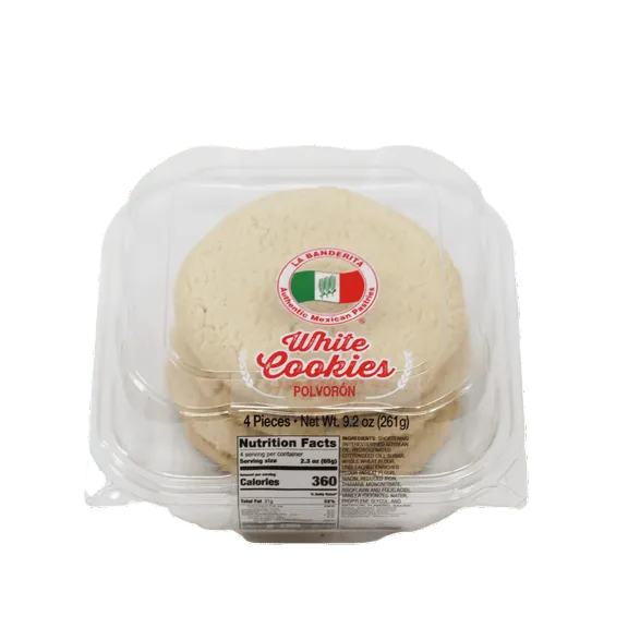 La Banderita Authentic Mexican Pastries White Polvoron Baked Cookies 9.2 oz, 4 Count