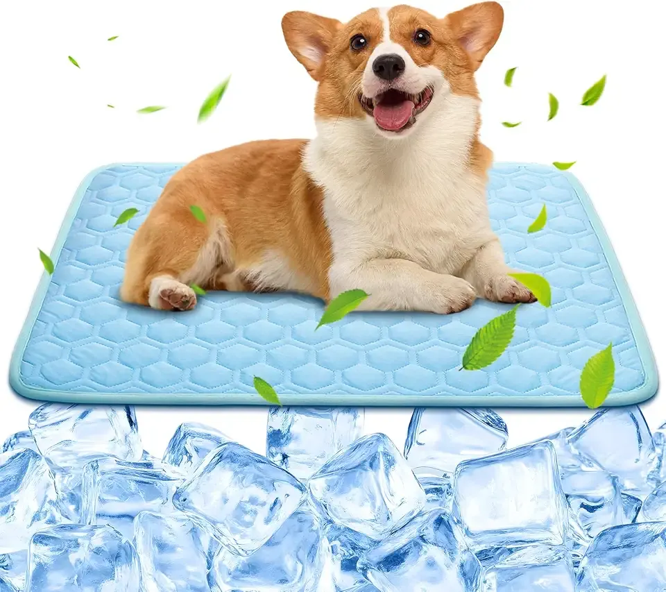 Dog Cooling Mat, Ice Silk Cooling Pad for Dogs Non-Slip & Foldable, No Electricity or Water Required - Portable Pet Mat for Crate, Car, Travel,Sofa,Floor (3 Sizes)