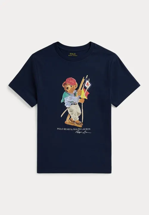 POLO BEAR COTTON JERSEY TEE 7-14Y - T-shirts med print - sp26 bear newport navy