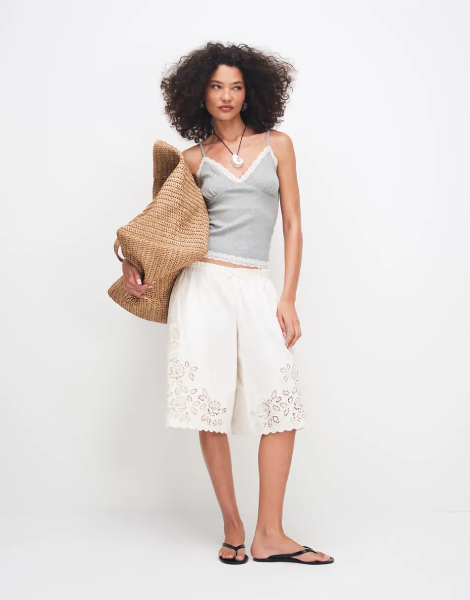 ASOS DESIGN contrast lace detail v neck cami in grey marl