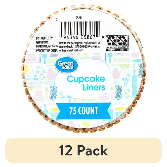 (12 pack) Great Value Kraft Brown Cupcake Liners, 75 Count $14.88 1.7 ¢/count