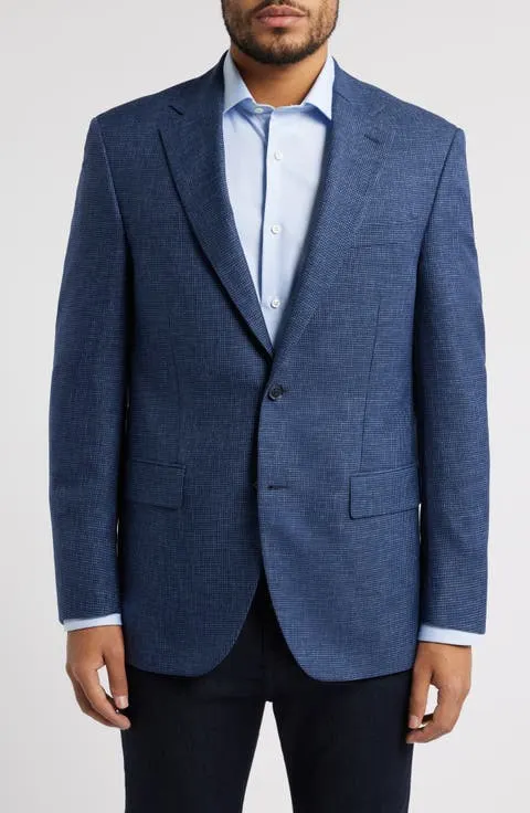 Flynn Classic Fit Blue Microcheck Wool Sport Coat (Regular & Big)