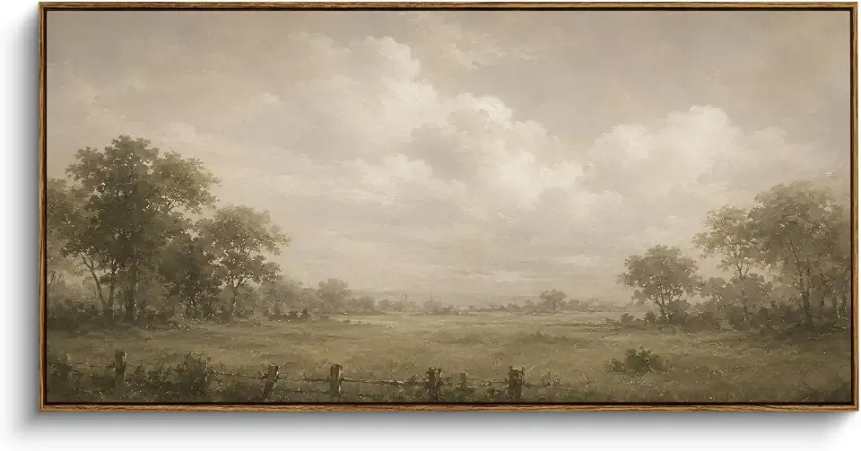 InSimSea Extra Large Framed Vintage Wall Art, Misty Meadow Prints, 24x48In