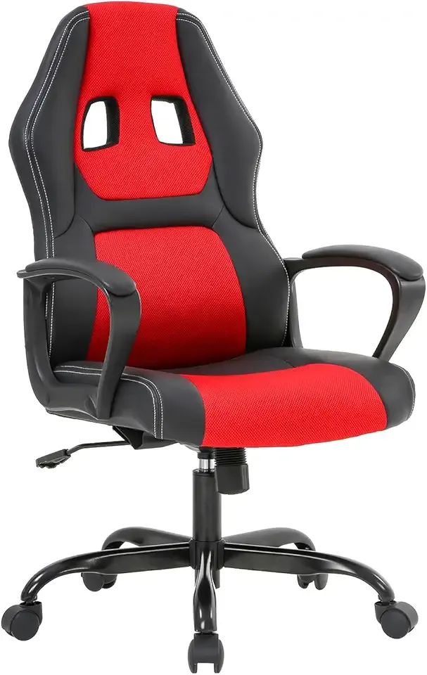 FDW Gaming Chair, Ergonomic Office Chair with Lumbar Support, Height Adjustable Swivel Computer Seat, Breathable Mesh High Back Racing Design for Adults, Ideal for Home Office, Work and Study，Red