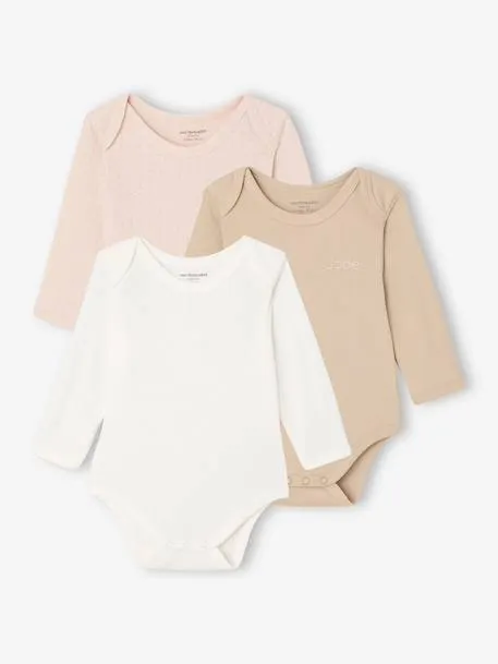 Lot de 3 bodies naissance en maille pointelle et interlock...