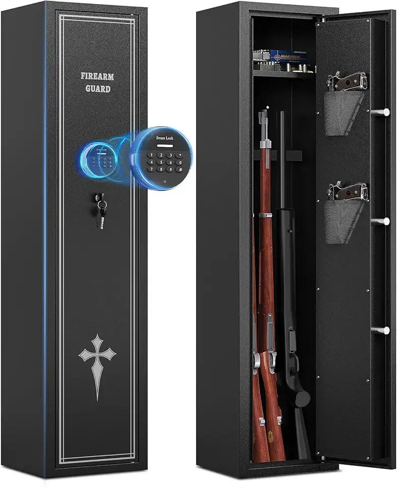 KAER 2 Gun Safe for Rifle and Pistols Electronic Gun Security Cabinet Quick Access Rifle Security Safes Gun Cabinet for Shotguns with Built-in Removable Storage Shelf