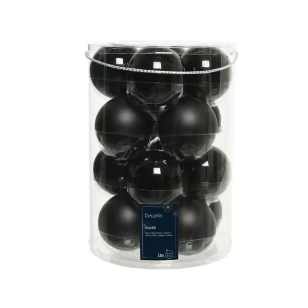 Decoris Kerstballen Glas Zwart Mix Glanzend Mat
