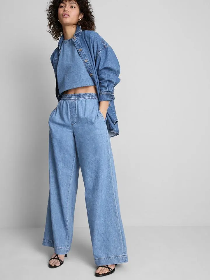 Bas de survêtement large en denim de coton