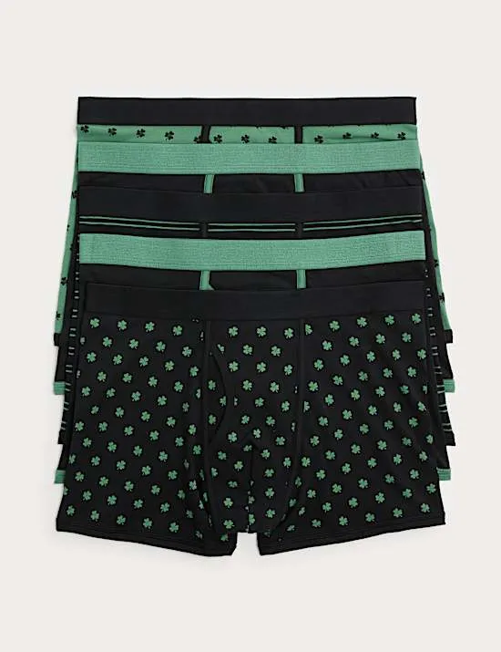 5er-Pack Baumwoll-Shorts mit Stretch und St. Patricks Day-Motiv