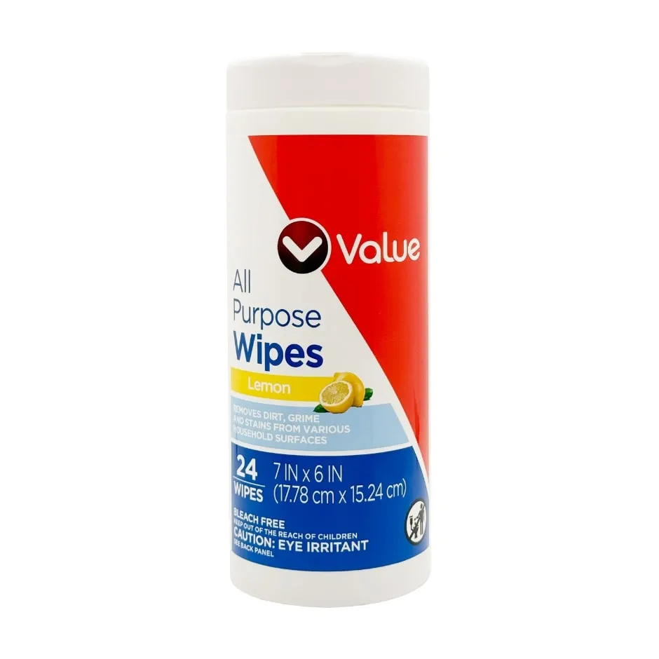 Value Lemon Scent All Purpose Wipes, 24 ct.