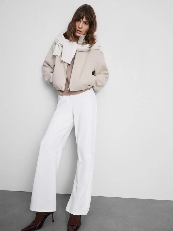 Veste zippée brossée à col cheminée