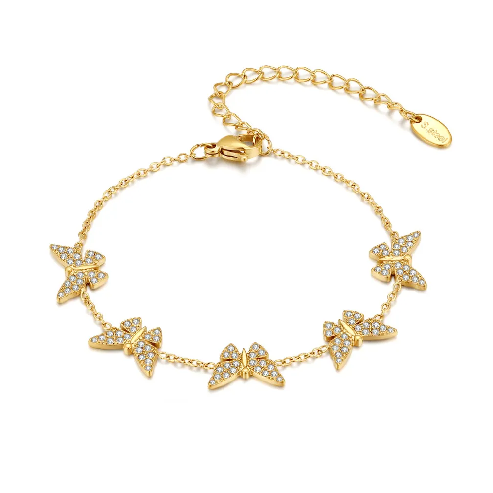 Armband in edelstaal, vlinders