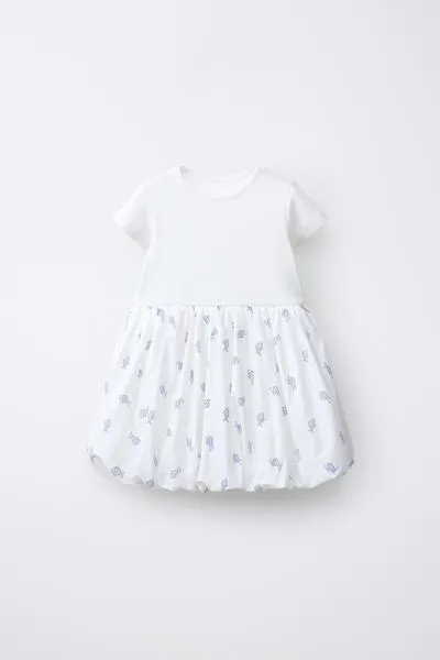 CONTRAST BALLOON DRESS