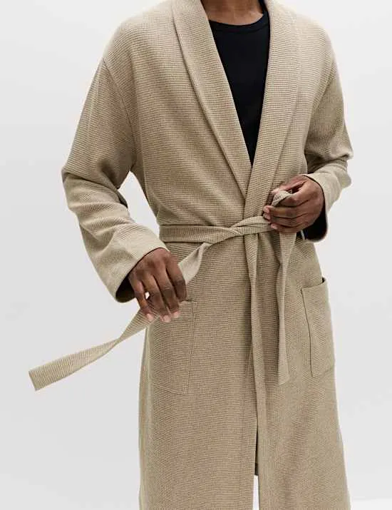 Pure Cotton Waffle Lightweight Dressing Gown