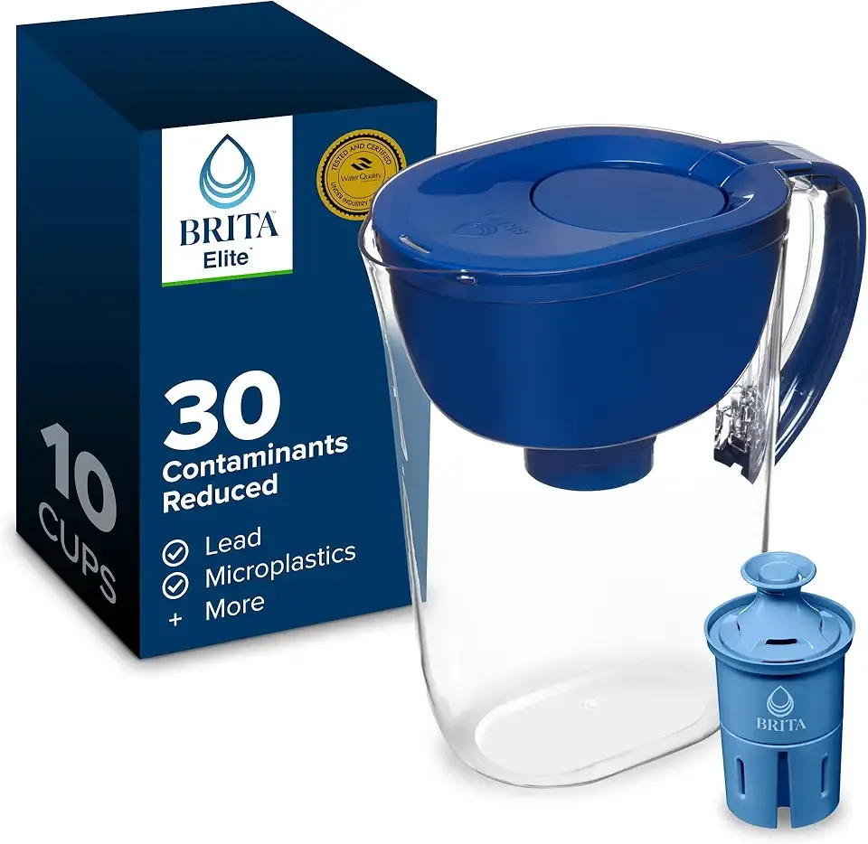 Brita Everyday Elite Water Filter Pitcher, Removes 99% of Lead, Includes 1 Filter, 10-Cup Capacity, Blue