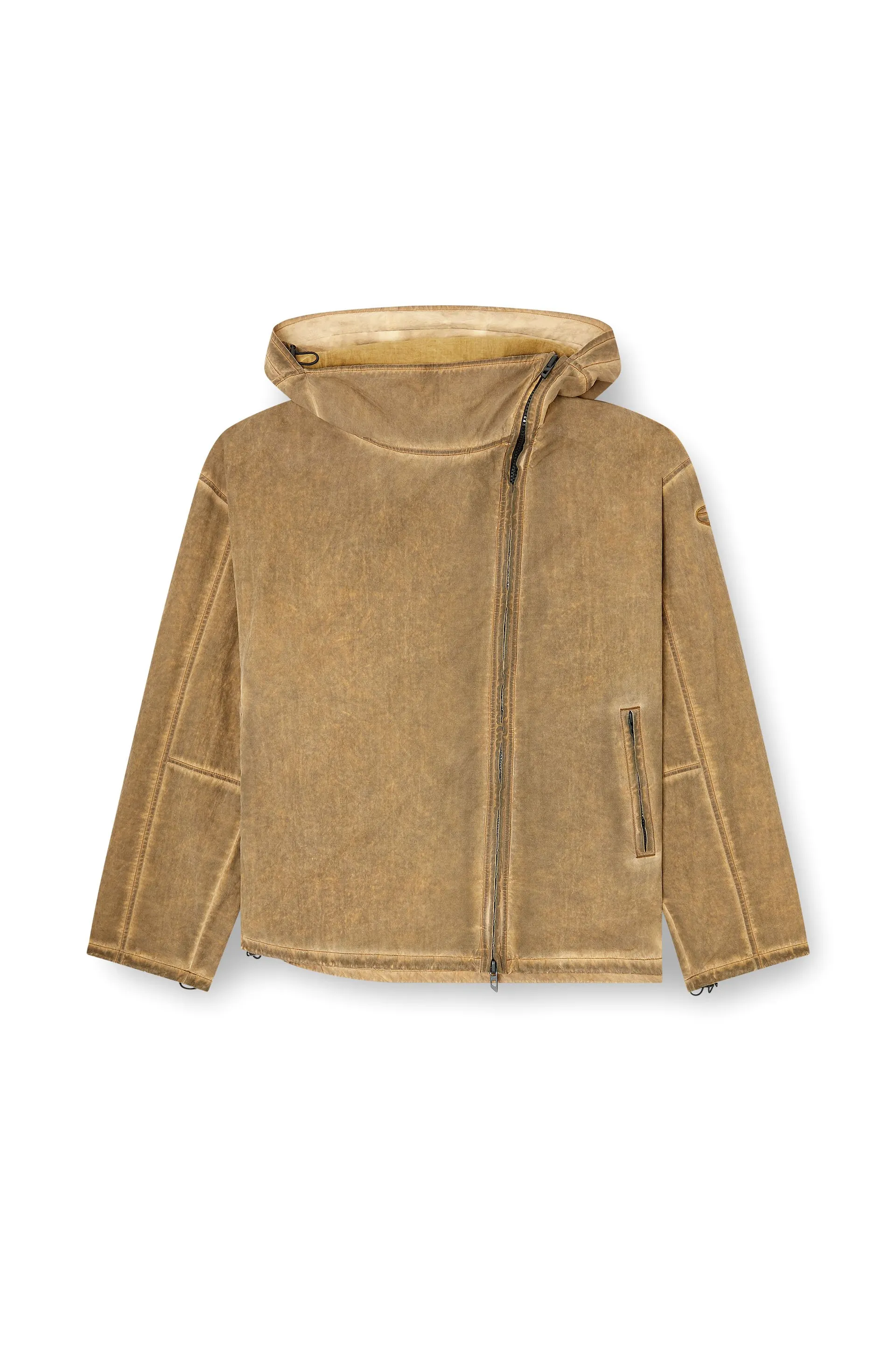 Dirt-effect hooded jacket in Taslan