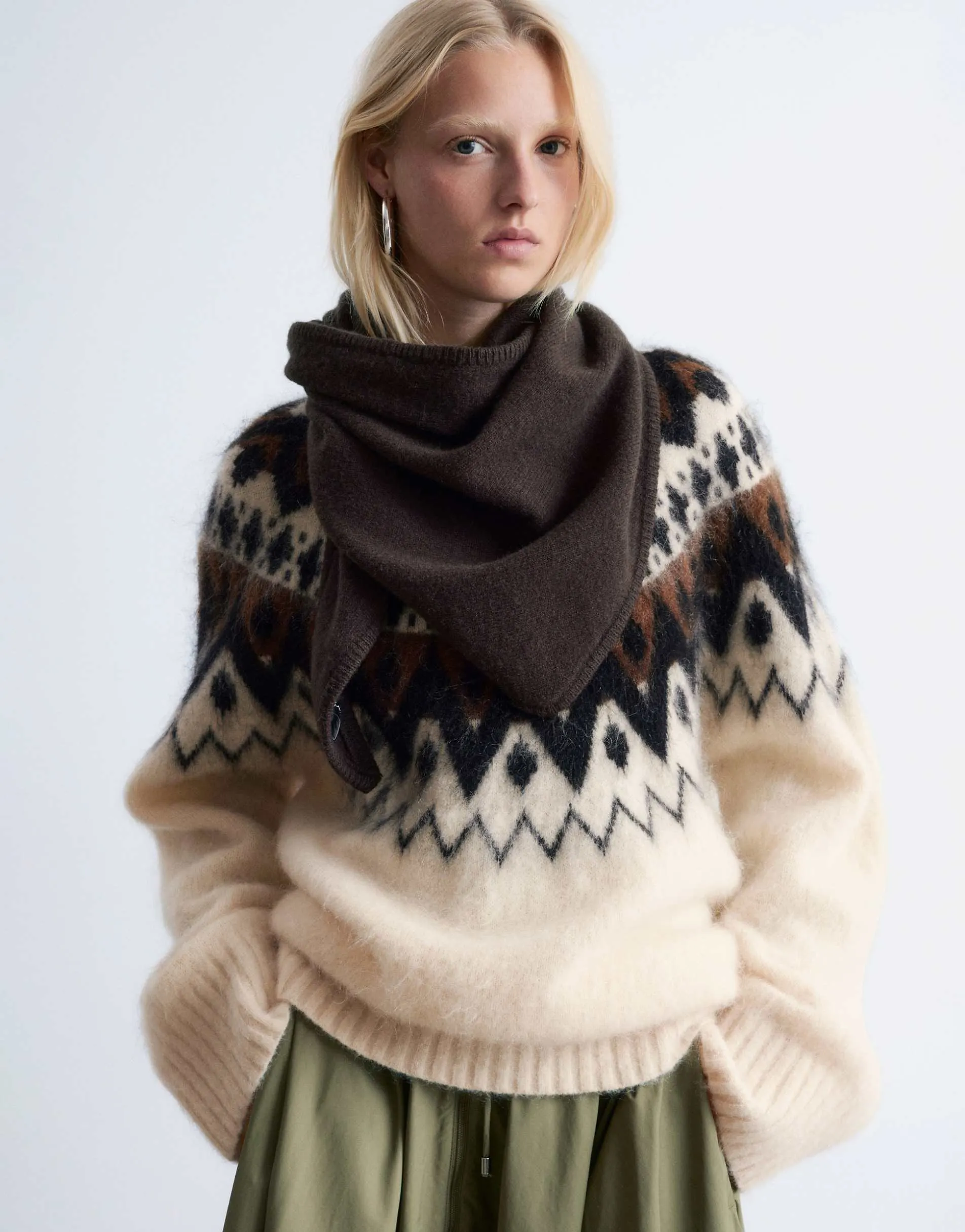 & Other Stories wool triangle scarf in dark brown