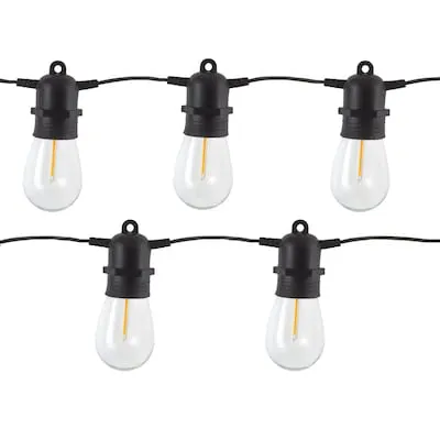 48-ft Plug-in Black Indoor/Outdoor String Light with 18 White -Light LED Edison Bulbs