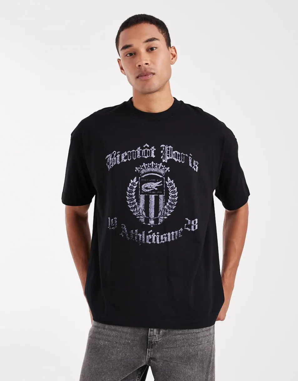 ASOS DESIGN oversized t-shirt with city sport graphic in black