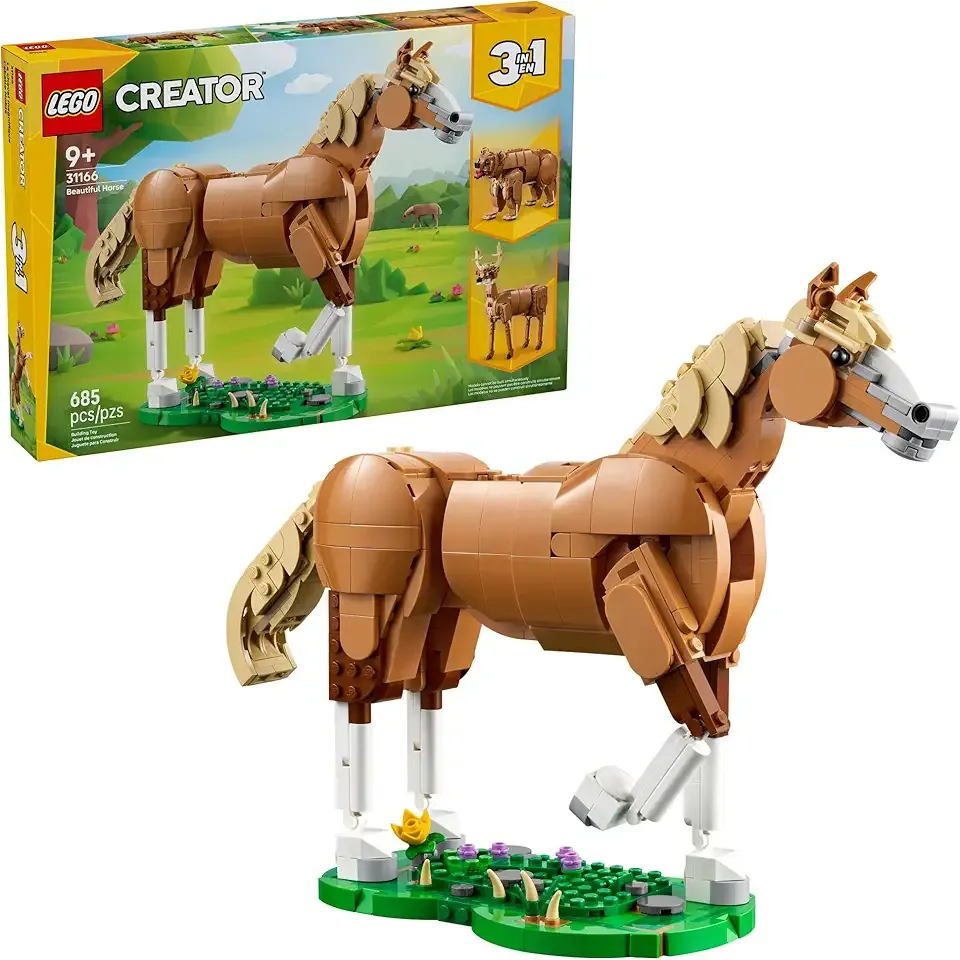 Creator 3 in 1 Beautiful Horse Building Toy for Kids - Learning Toy for Girls & Boys, Ages 9+ - Build a Horse, Bear, or Deer - Gift for Christmas - 31166