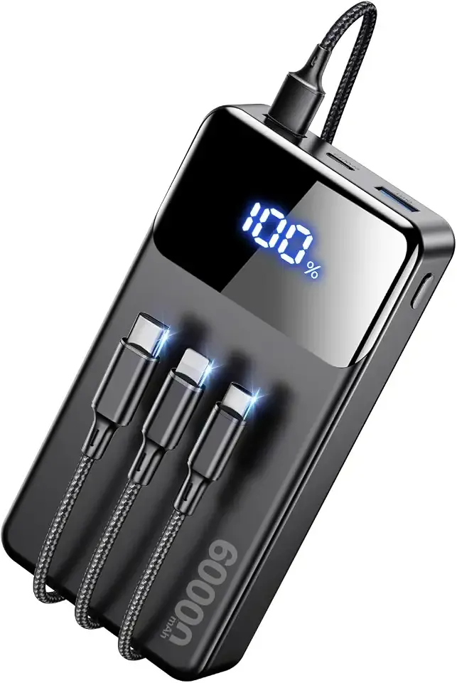 Charges 5 Devices, LED Display, Fits Camping, Road Trips, Hiking, Emergencies, for iPhone 18-12/Samsung/Android/iPad