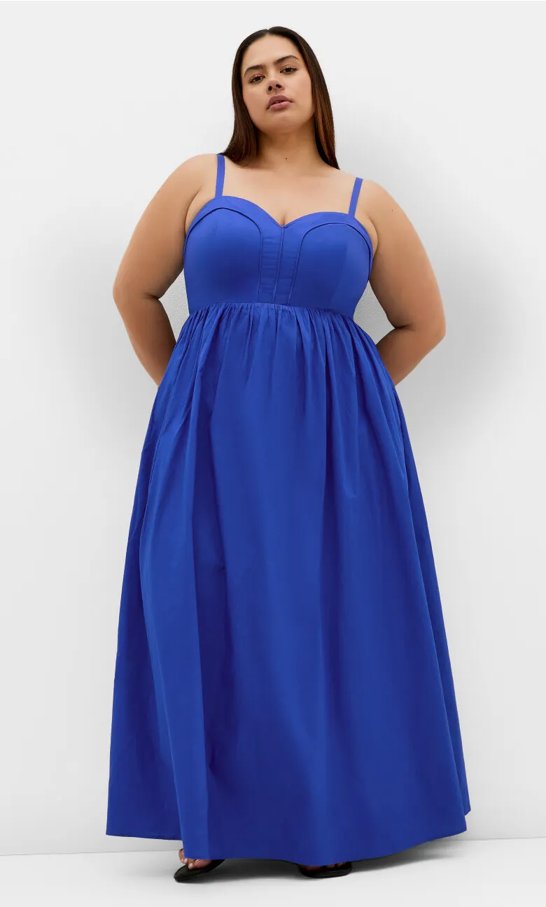 Positano Strappy Cotton Maxi Dress - cobalt