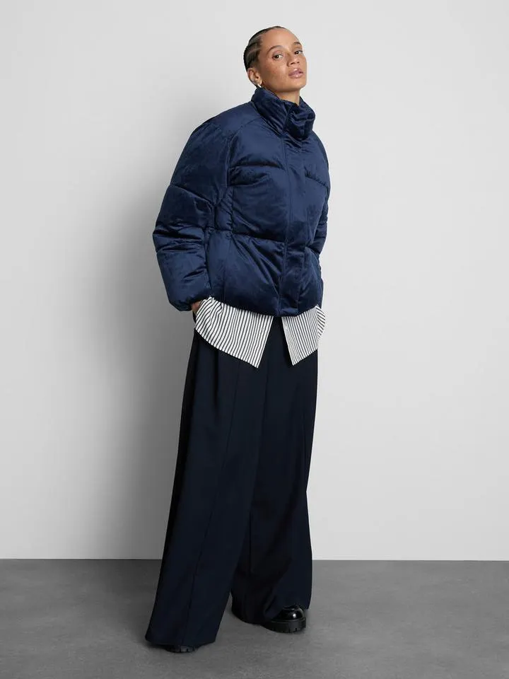 Veste matelassée en velours à col cheminée