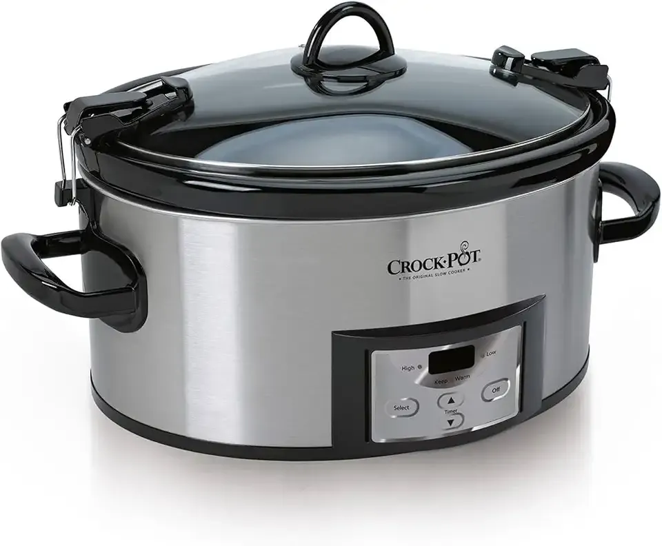 Crock-Pot 6 Quart Cook & Carry Programmable Slow Cooker with Digital Timer Stainless Steel (CPSCVC60LL-S) pack of 1