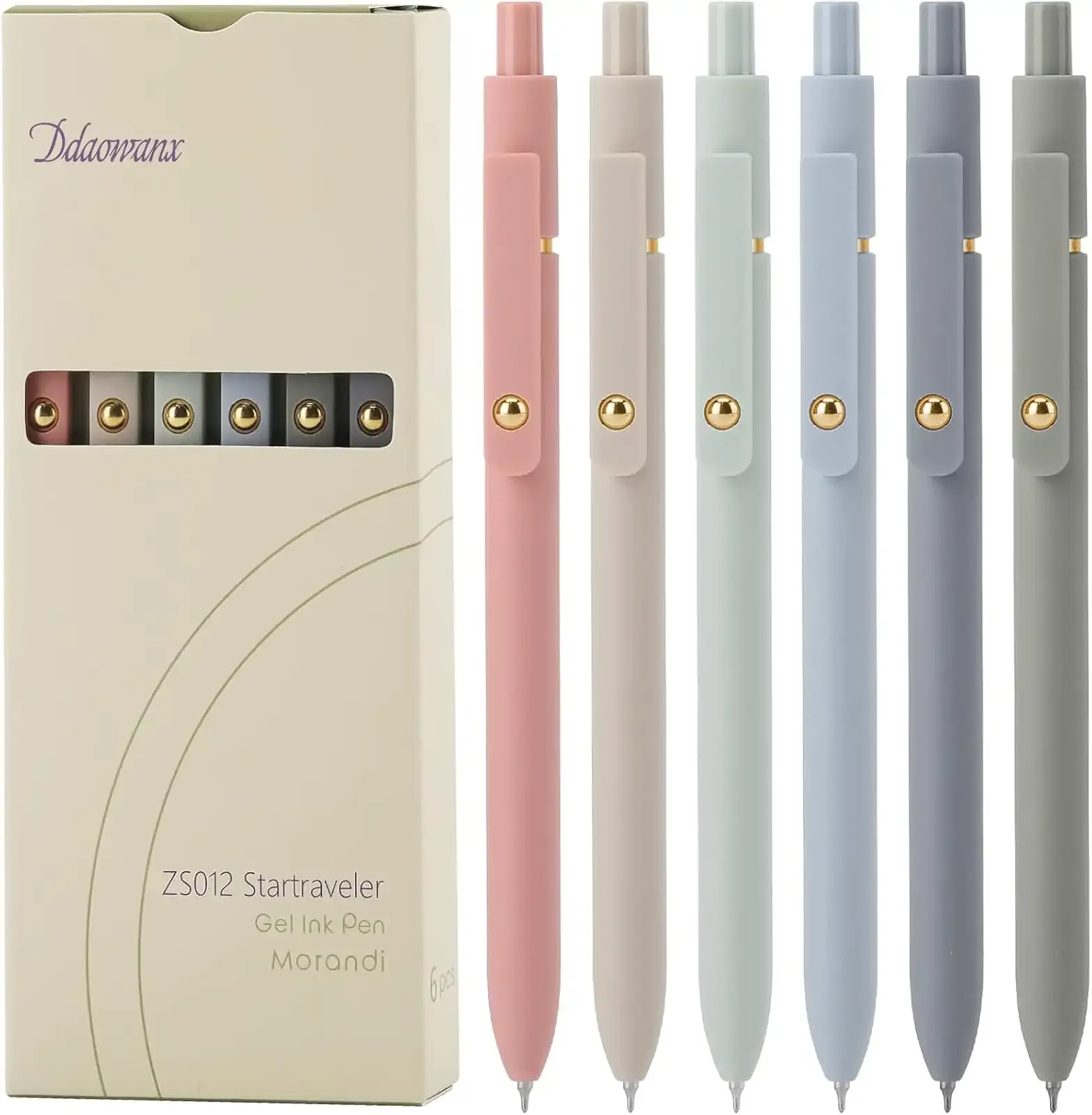 Ddaowanx Gel Pens,6 Pcs 0.5mm Retractable Quick Dry Black Ink Pens | Fine Point Smooth Writing Pens for Nurses,Teachers,Cute Stationery Office&School Supplies,Gifts for Women