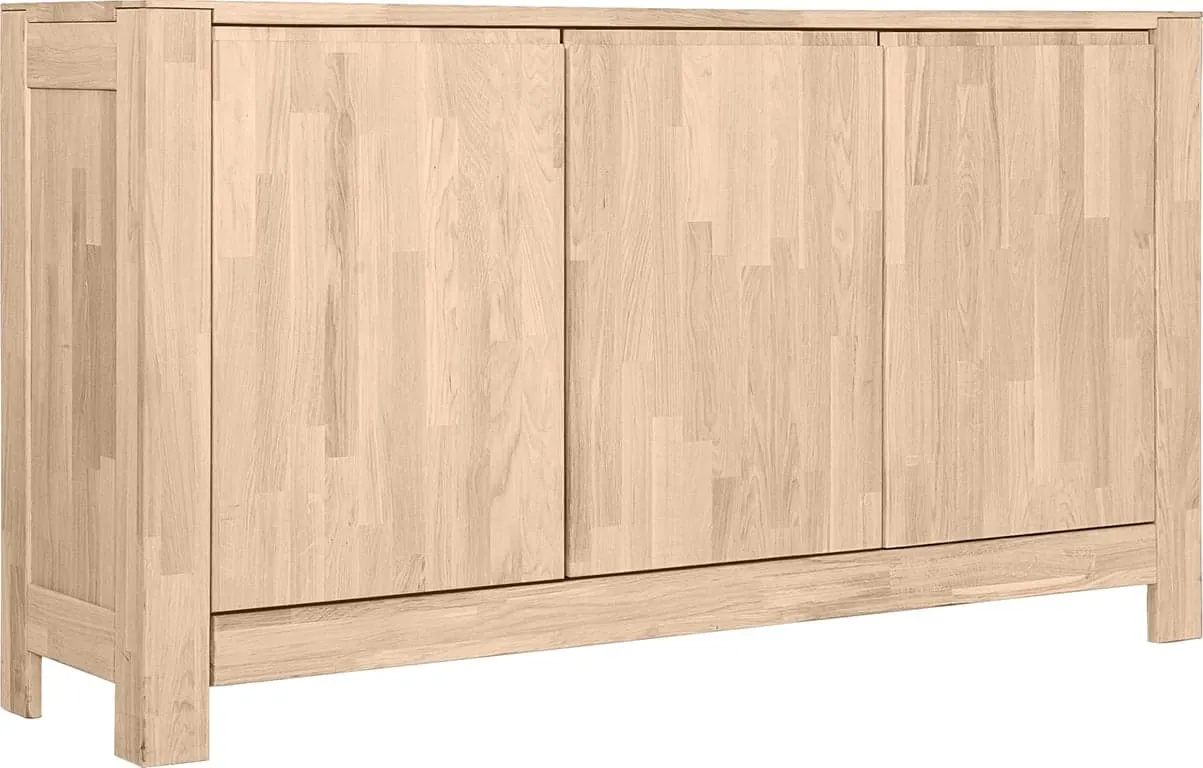 Lugano skjenk 154 x 41, H 85 cm med 3 dører, hvitoljet eik