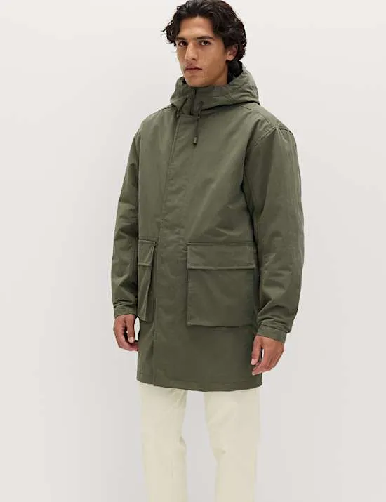 2 in 1 Cotton Rich Washed Hooded Parka Jacket