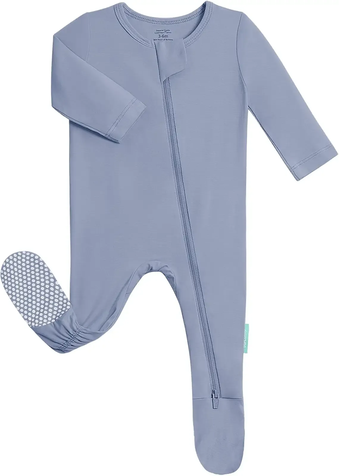 PurComfy Bamboo Viscose Baby Zipper Footie Pajamas, 0-3-6-9-18-24 Months | Ideal For Sensitive Skin, Supersoft Footed Pjs, Neutral for Boy Girl, Coverall Sleepers