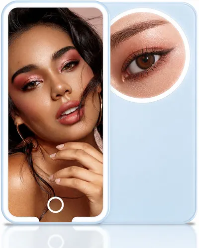 Touch Glow LED Pocket Mirror - Blue
