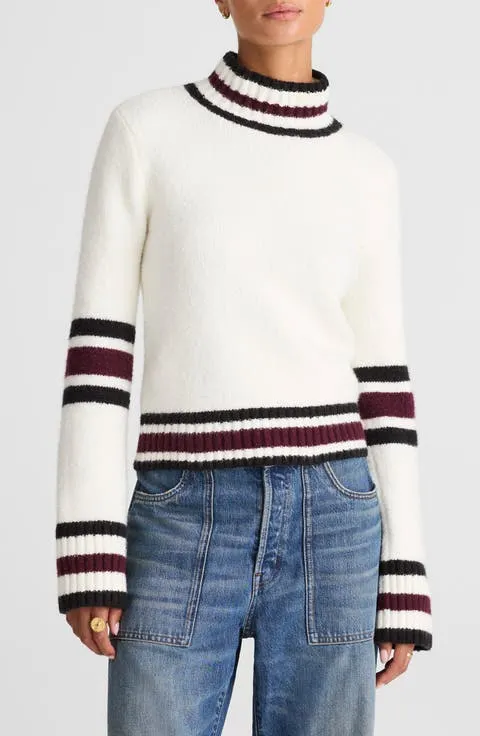 Rib Trim Mock Neck Sweater