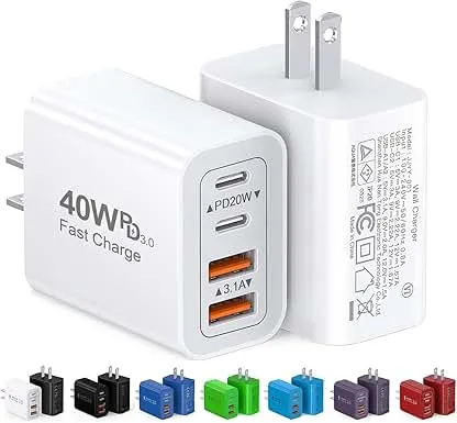 40W USB C Charger Cube, 2-Pack Wall Plug Fast Charging…