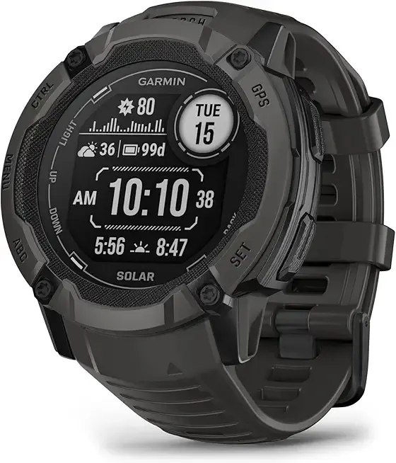 Instinct 2X Solar, Rugged GPS Smartwatch, Built-in Flashlight, Solar Charging Capability, Multi-Band GNSS, Graphite