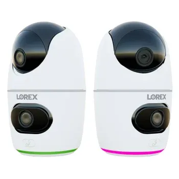 Lorex 2K Dual Lens Indoor Pan-tilt Wi-Fi Security Camera, 2-pack