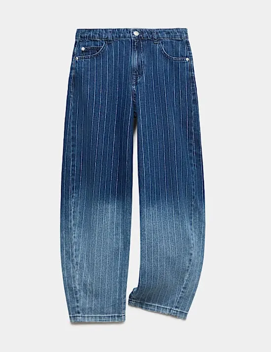 Gestreifte Ombre Barrel Leg Denim-Jeans (6–16 Jahre)