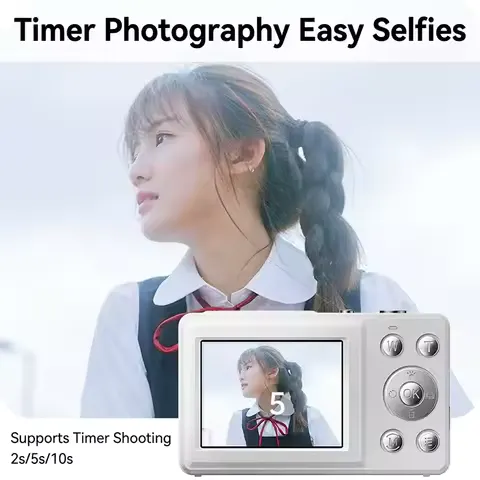48MP Digital Camera for Kids Teens Beginners Gift Dual Screen 2.4"Main 1.3"Selfie Screen 16X Digital Zoom Anti-Shake 30FPS