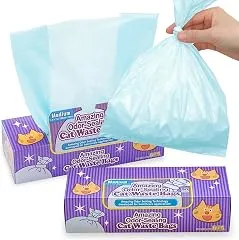 BOS Amazing Odor Sealing Cat Waste Disposal Bags - Durable and Unscented [Size: M, Color: Light blue] (90 Count, Pack of 2) (180 Bags) BOS Amazing Odor Sealing Cat Waste Di…