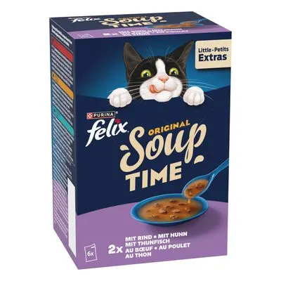 Felix Soup Time pour chat : 18 x 48 g + 6 sachets offerts !