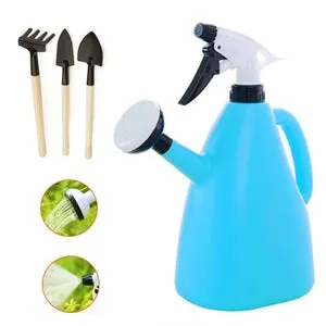 2 in 1 Annaffiatoio da 1 litro con spruzzatore e ugello regolabile | Include mini rastrello | Annaffiatoio portatile multiuso per piante da giardino