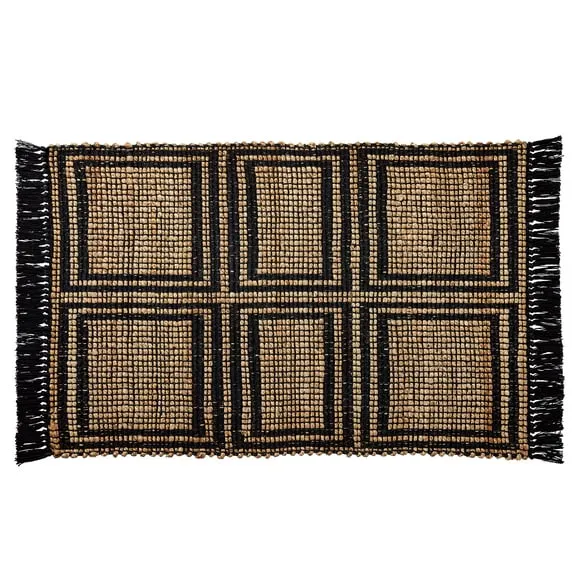 Better Homes & Gardens Black & Natural Interlocking Jute 24" x 36" Accent Rug