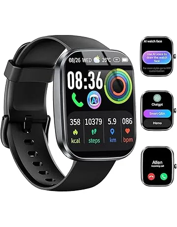 uaue AI Smart Watch with ChatGPT, 1.91" Bluetooth Calling Smartwatch for Men Women, 110+ Fitness Modes Activity Tracker, Sleep/Heart Rate/Calorie Monitor, IP68 Waterproof Step Counter for Android iOS